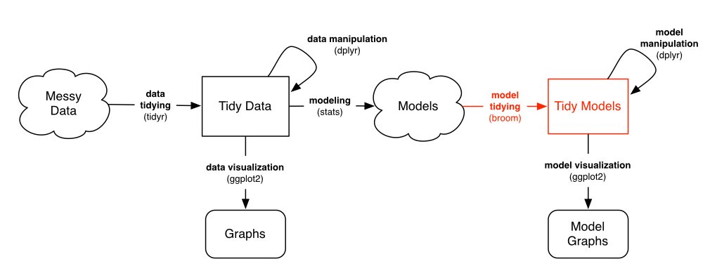 Flowchart of a tidy data workflow